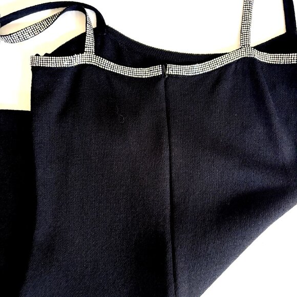 St. John Evening Black Rhinestone Trim Spaghetti Strap Dress , Zip back – Size 4 - Picture 3 of 6
